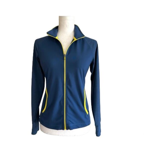 Slazenger Blue Yellow Trim Zip Front Pockets Golf Active Workout Jacket Size XS - Picture 3 of 13